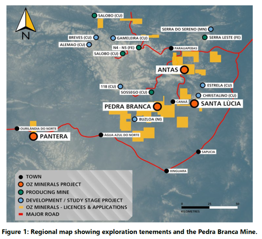 Pedra Branca Mineral Resource and Ore Reserve Statement and Explanatory Notes as at 30 June 2022, published by OZ Minerals